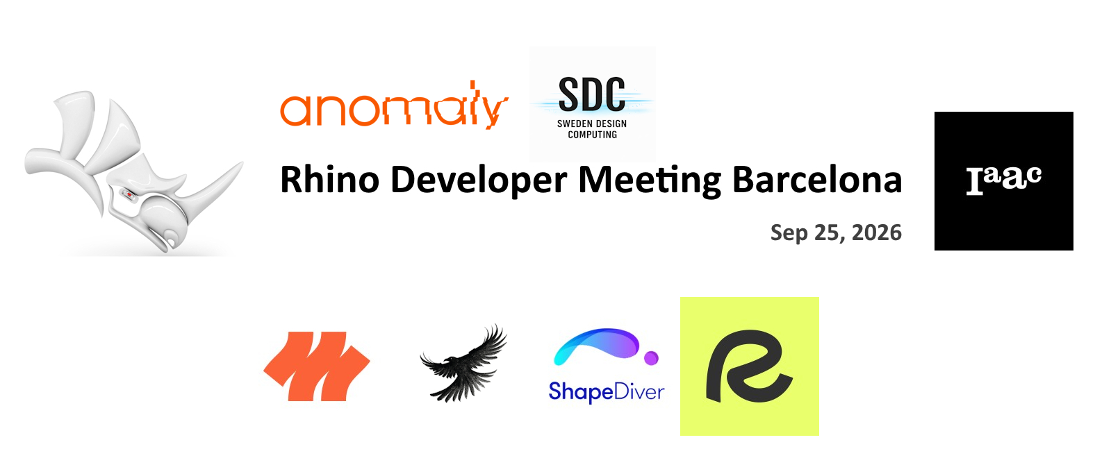Rhino Developer Meeting Barcelona 2026 official event banner
