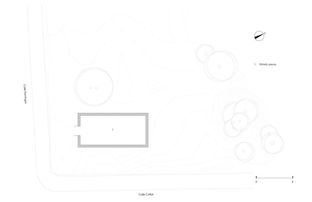 Architectural site floor plan showing the original single adobe block structure before adaptive reuse at Casa Esteli.