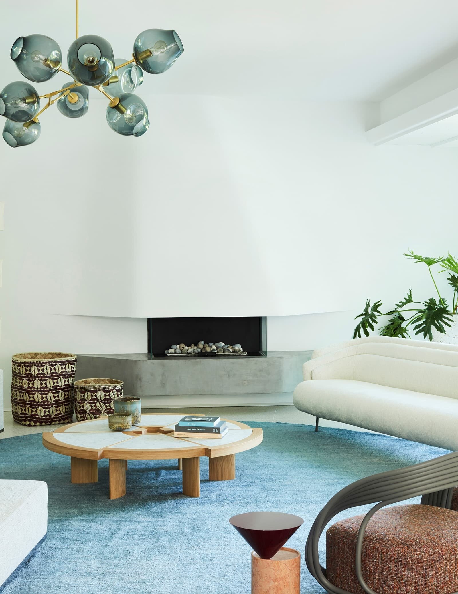 Curved timber ceiling in the communal living area