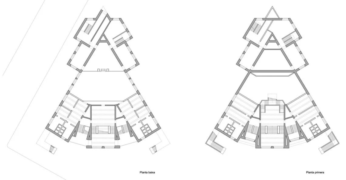 Original plans of the lower spaces and auditorium