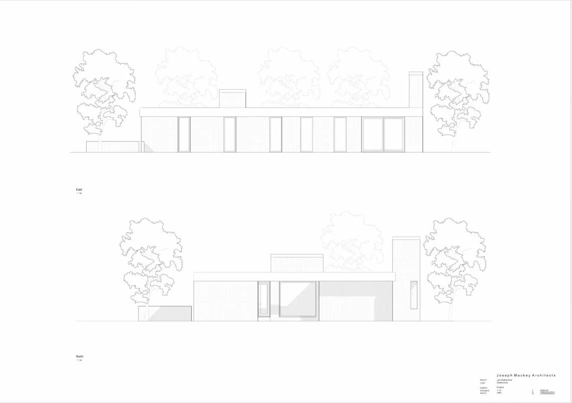 رسم الواجهتين الشرقية والشمالية