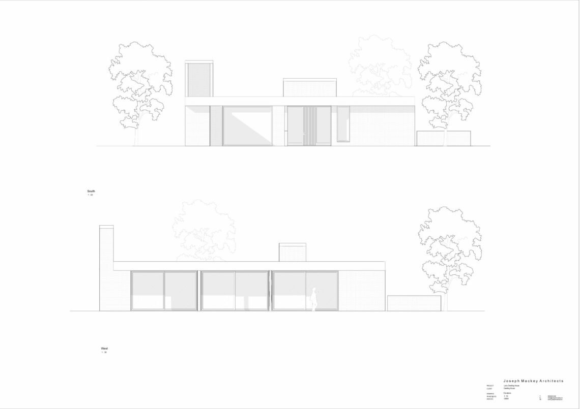 رسم الواجهتين الجنوبية والغربية