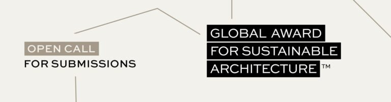 Global Award for Sustainable Architecture official open call graphic published with the 2028 announcement