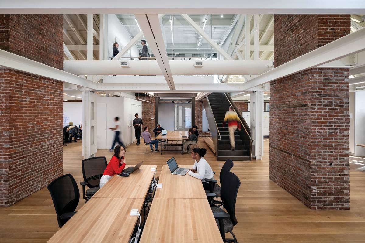 Roof framing above the adapted studio in Morgan Building