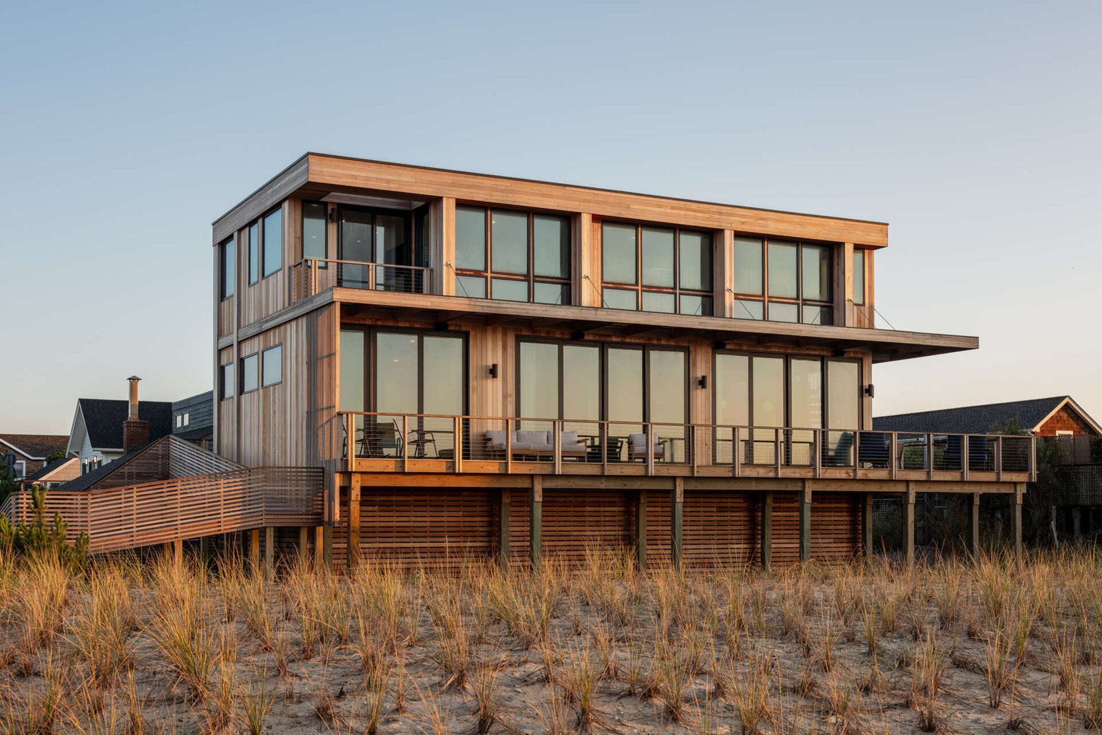 Surf Road House elevated above the Fire Island landscape by Coughlin Scheel Architects