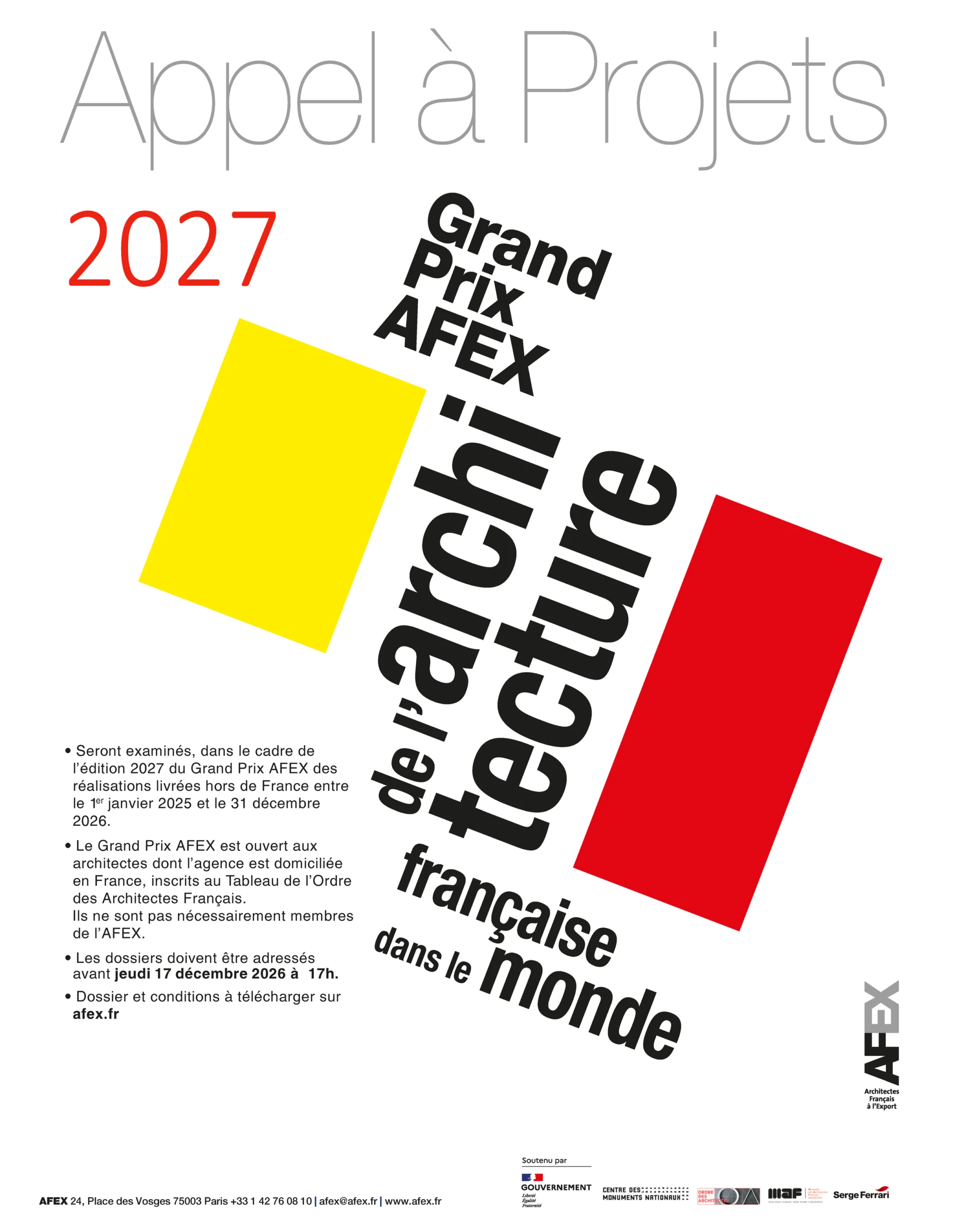 Official AFEX Grand Prix 2027 call for projects graphic