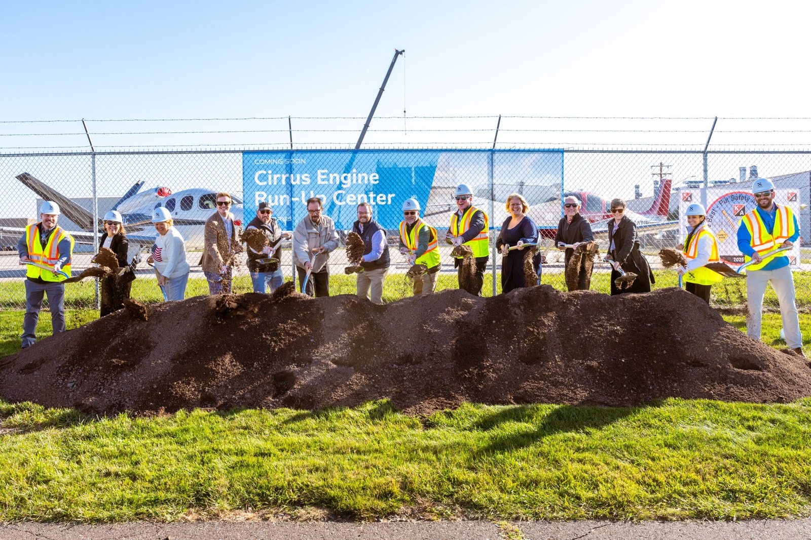 Groundbreaking for the new aircraft Engine Run-Up Center in Duluth