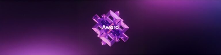 Official IN:SENSE Design Award visual with purple geometric forms, published by AUDIAS Co., Ltd.
