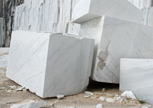 Stone slabs displayed at Marble & Stone World 2026 in Dubai