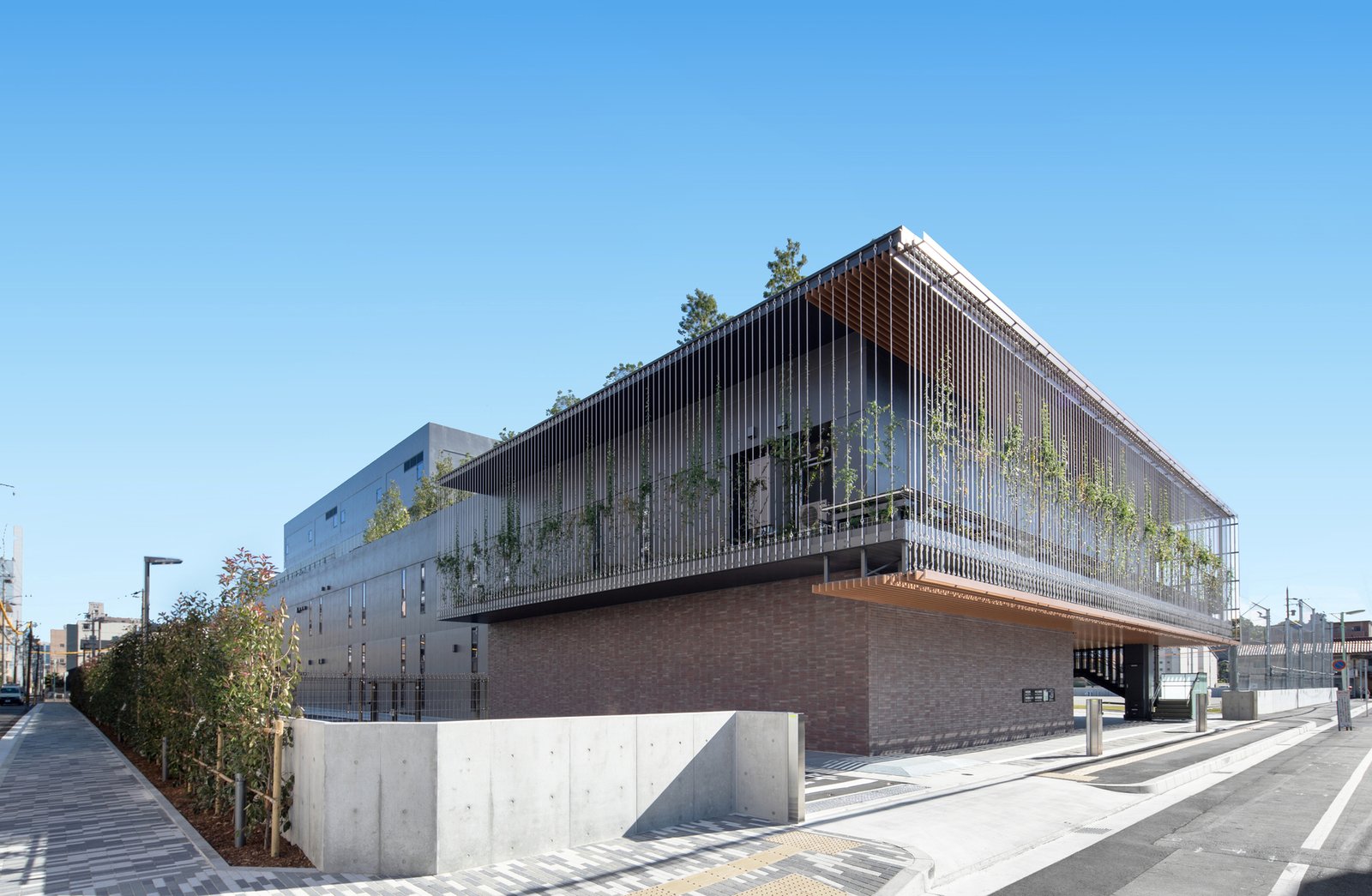 Street-facing edge of the lower building volume