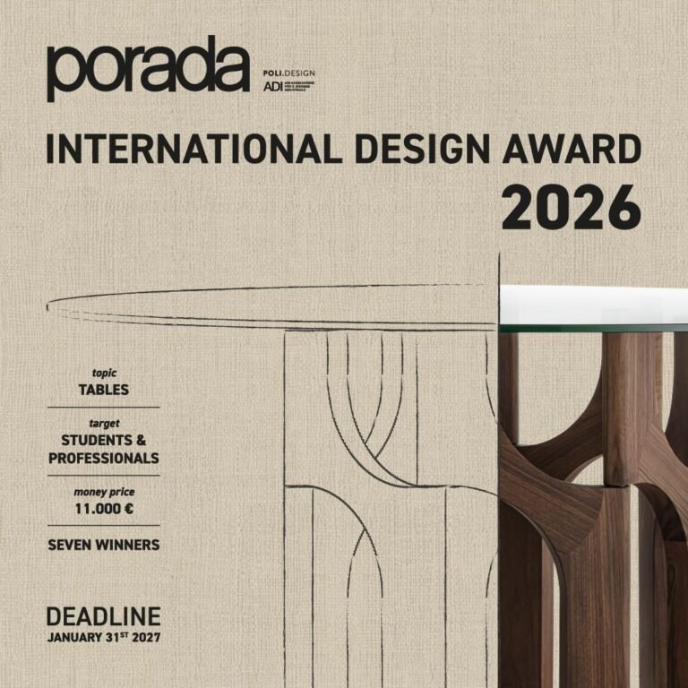 Porada International Design Award 2026 official call image for table design competition