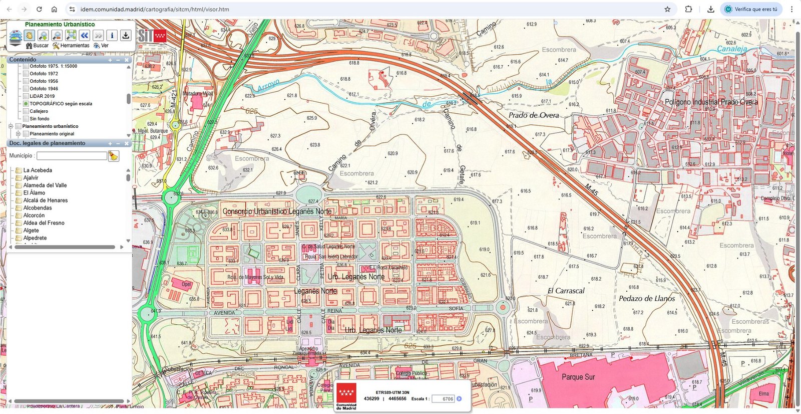 Official topographic context for the Puerta de Madrid urban planning competition in Leganés