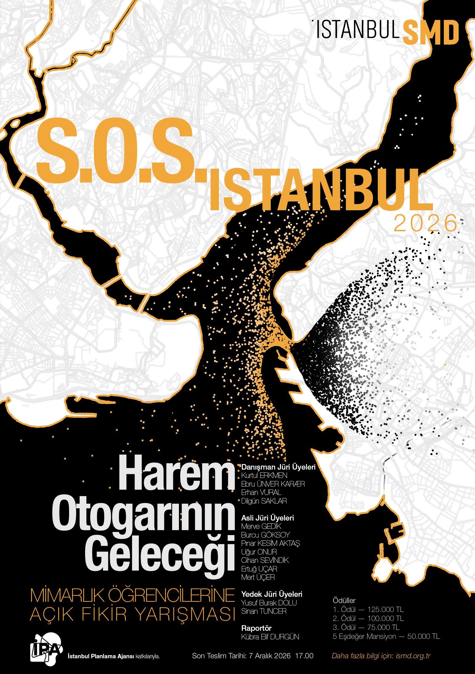 Official S.O.S. Istanbul 2026 Harem Bus Station student ideas competition poster published by IstanbulSMD.