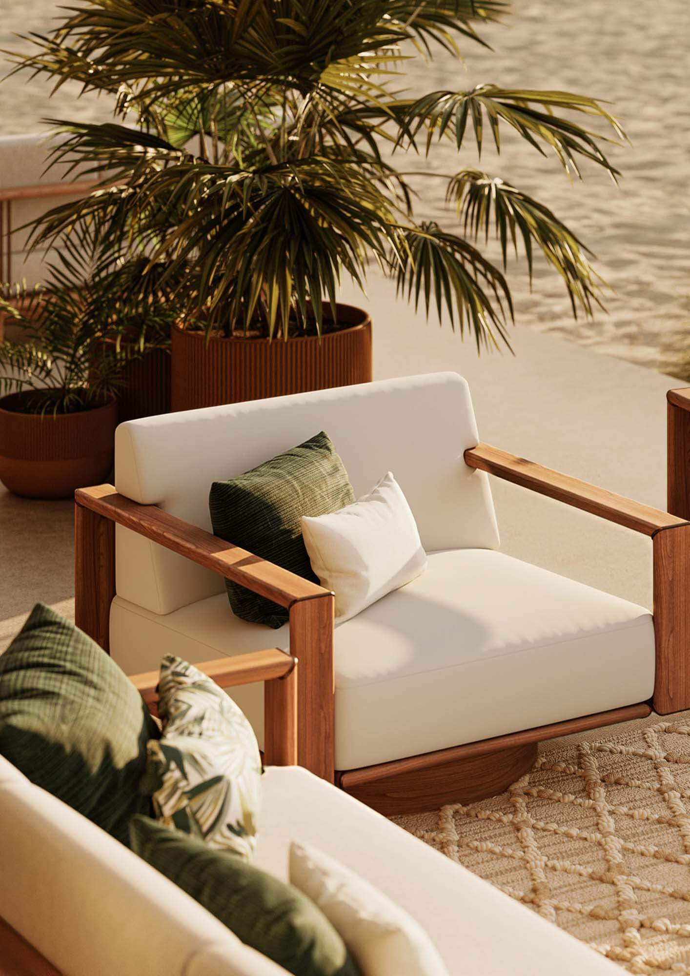 Horizon Swivel Lounge Chair with upholstered seat and slender arm frame