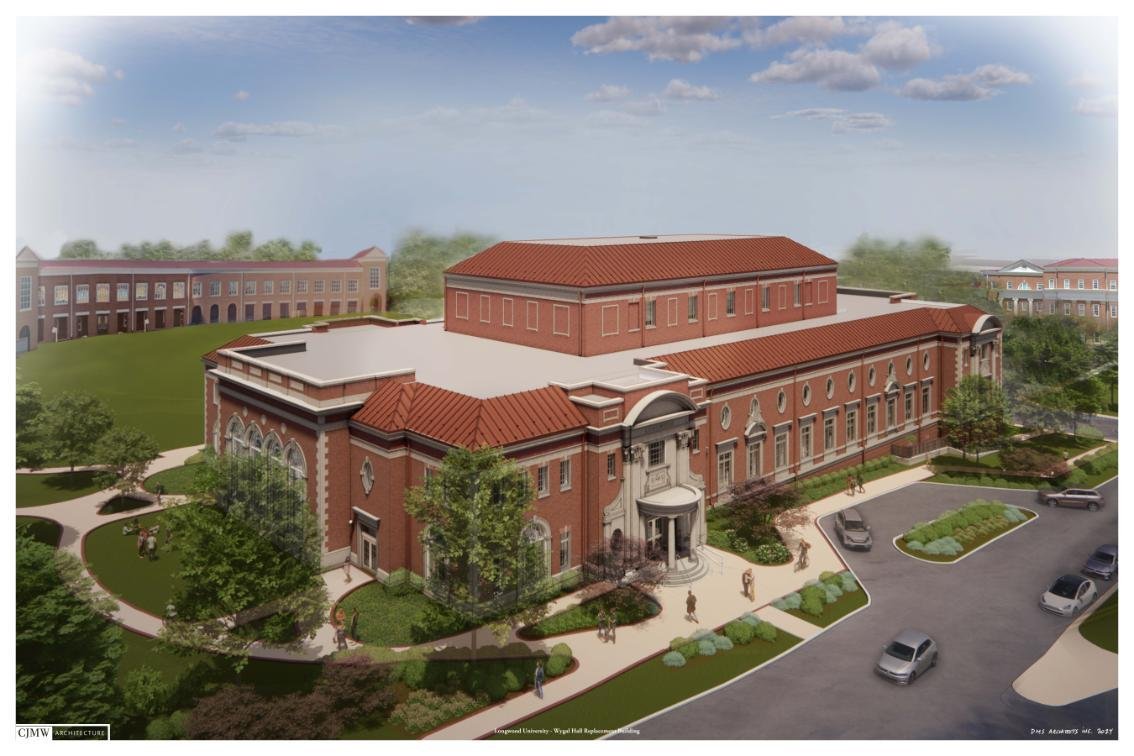 Exterior rendering of Whitehead Hall at Longwood University