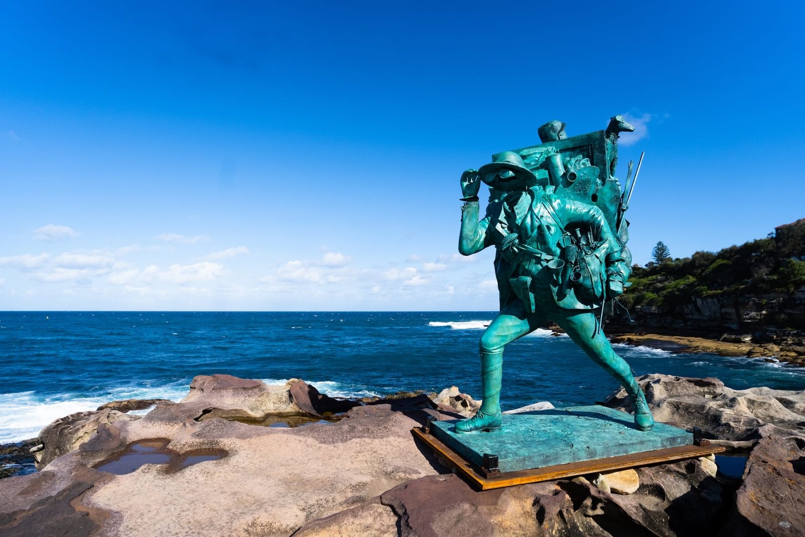 Tim Storrier’s Wayfarer stands beside the coastal pedestrian route at Bondi.