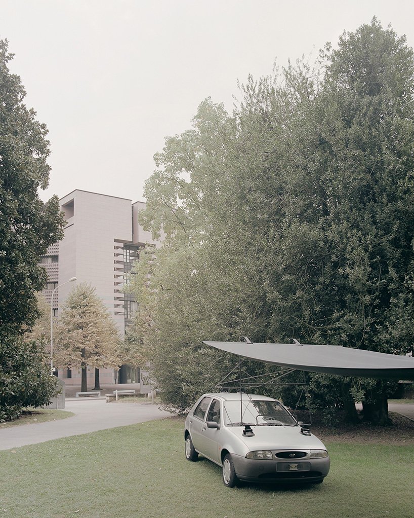 The installation can be read from the surrounding pedestrian paths.
